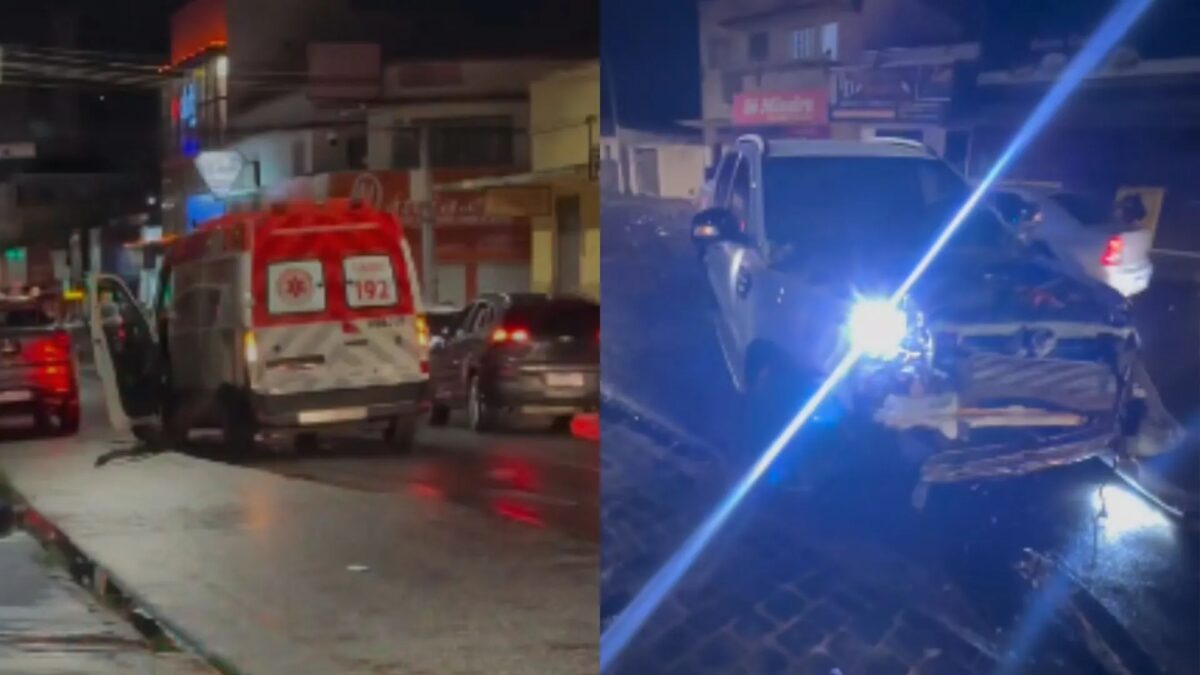Ambulância do Samu com paciente se envolve em acidente no Centro de Uberlândia