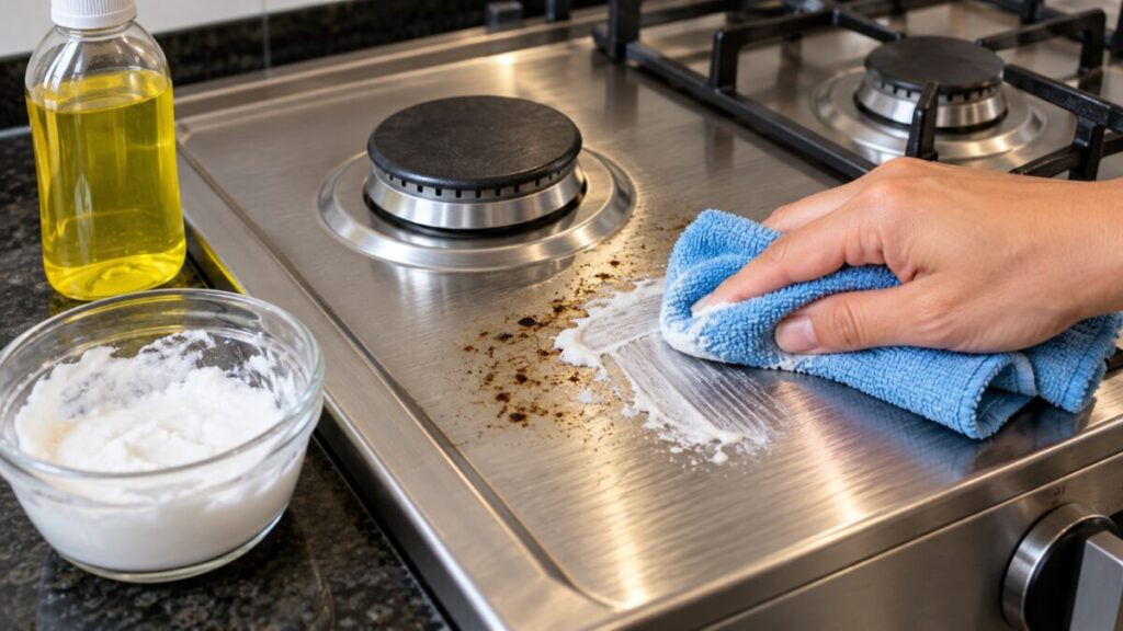 Nem palha de aço, nem sabão em pó: como tirar o encardido do fogão de inox sem riscar e recuperar o brilho