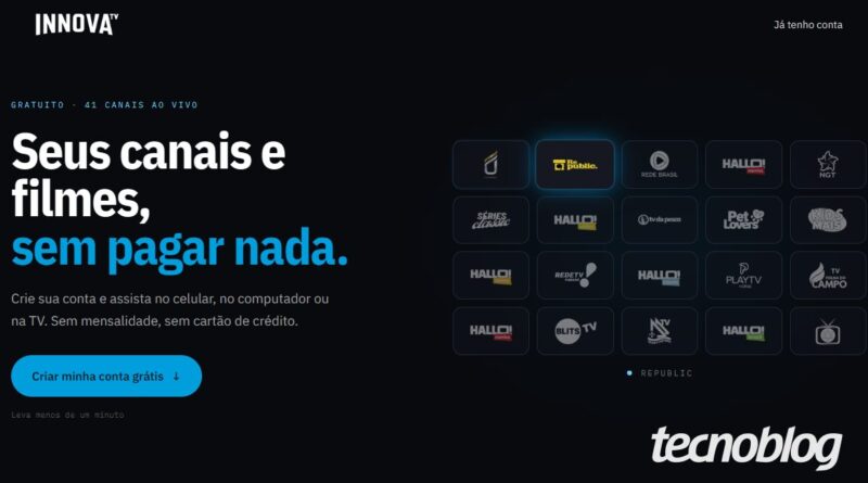 Novo streaming gratuito oferece filmes, séries e canais de TV ao vivo