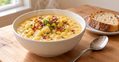 O caldo pronto ficou para trás: no meu corn chowder, os sabugos do milho fervem na panela e dão o sabor