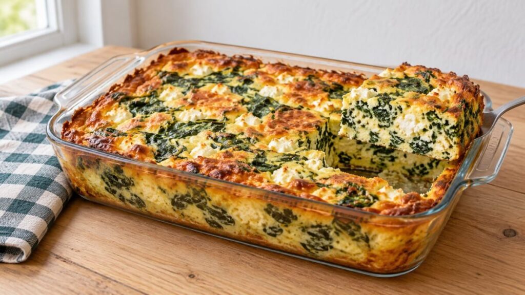 Omelete de forno com espinafre e ricota sem farinha e sem frigideira, assa em 35 minutos e serve a família toda