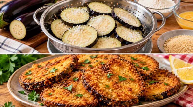 Os cozinheiros concordam: para a berinjela à milanesa não ficar encharcada, salgue as fatias e deixe escorrer por 30 minutos