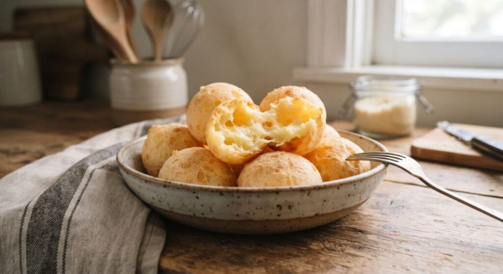 Pão de queijo de iogurte fofinho por dentro e crocante por fora