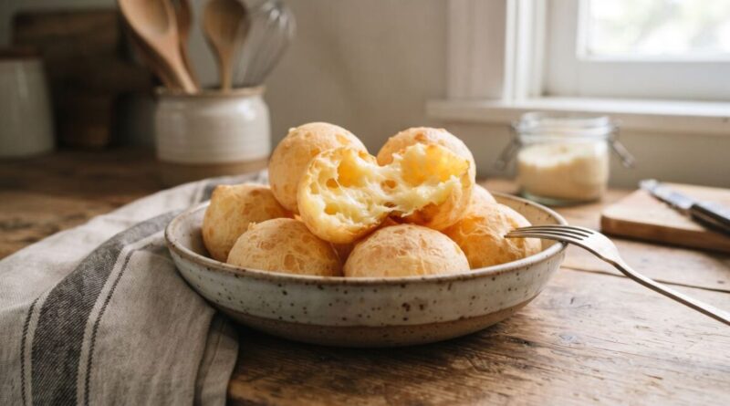 Pão de queijo de iogurte fofinho por dentro e crocante por fora