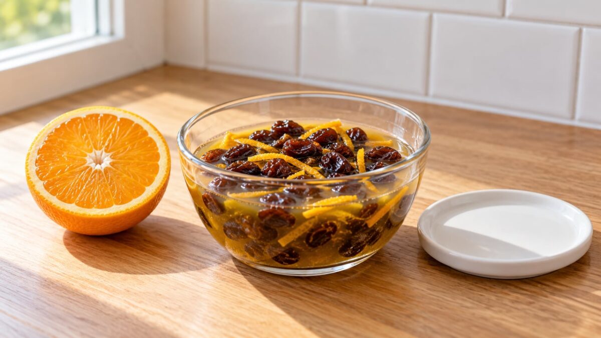 Pare de jogar a uva-passa seca direto na massa: 20 minutos no suco de laranja deixam o panetone úmido