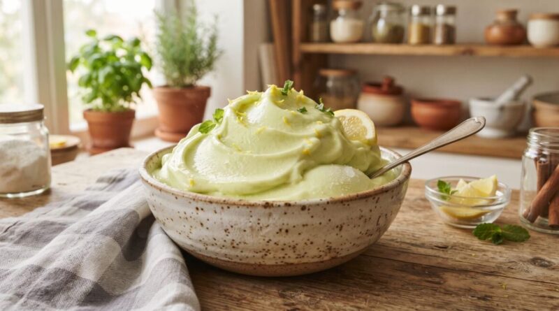 Sorvete de gelatina de limão que fica cremoso, não pedrado
