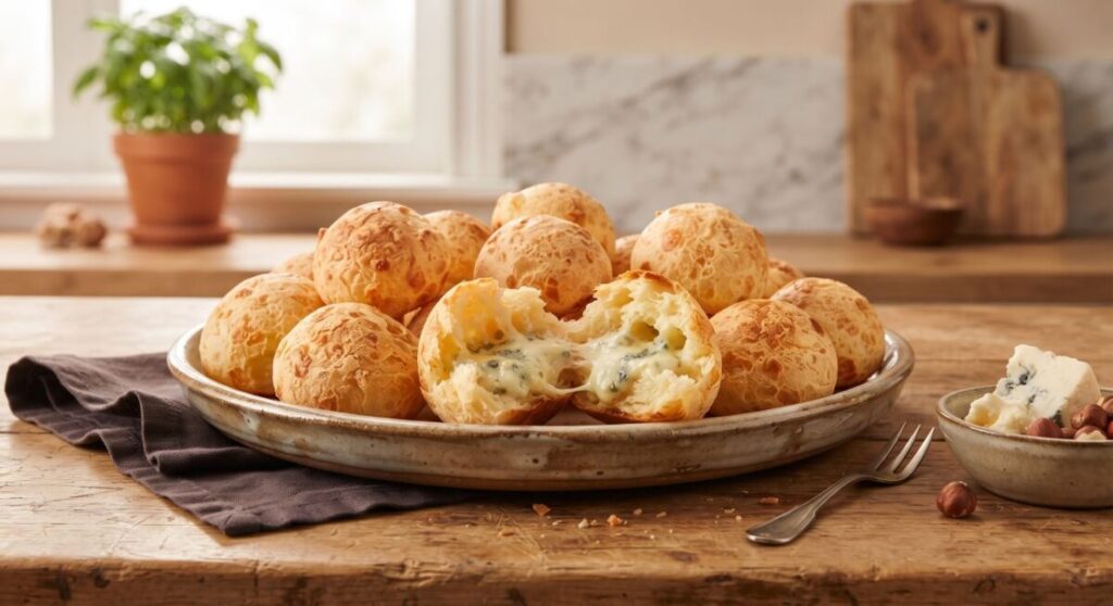 Surpreenda seus convidados com um pão de queijo gourmet com recheio ou massa de gorgonzola