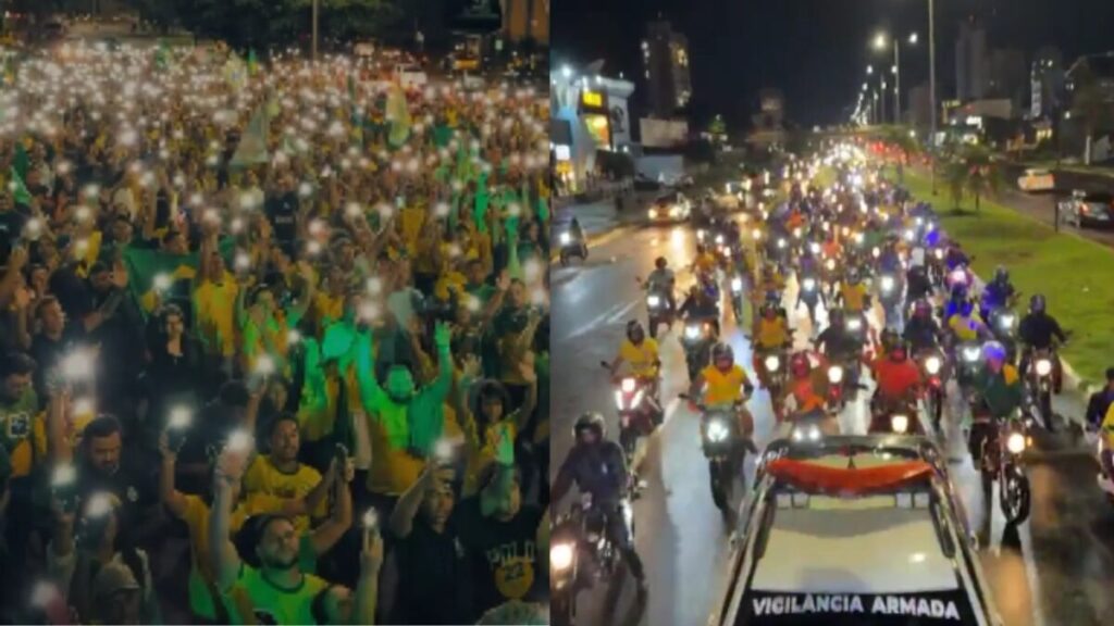 VÍDEO: Apoiadores de Flávio Bolsonaro fazem carreata e motocarreata em Uberlândia